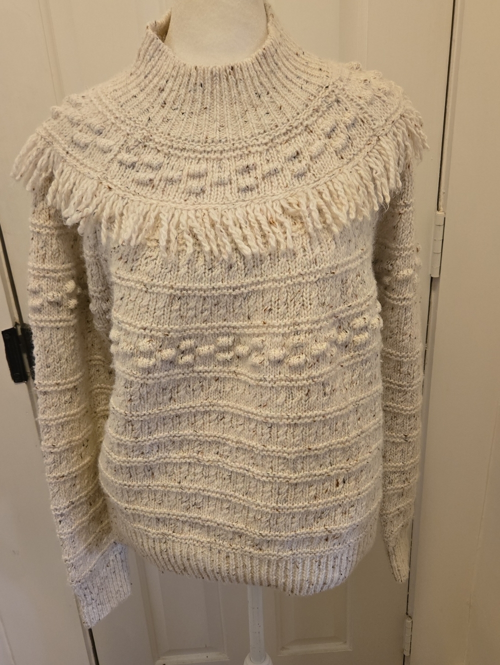 Fat Face Boho Chunky Knit Sweater With Fringe Size 8